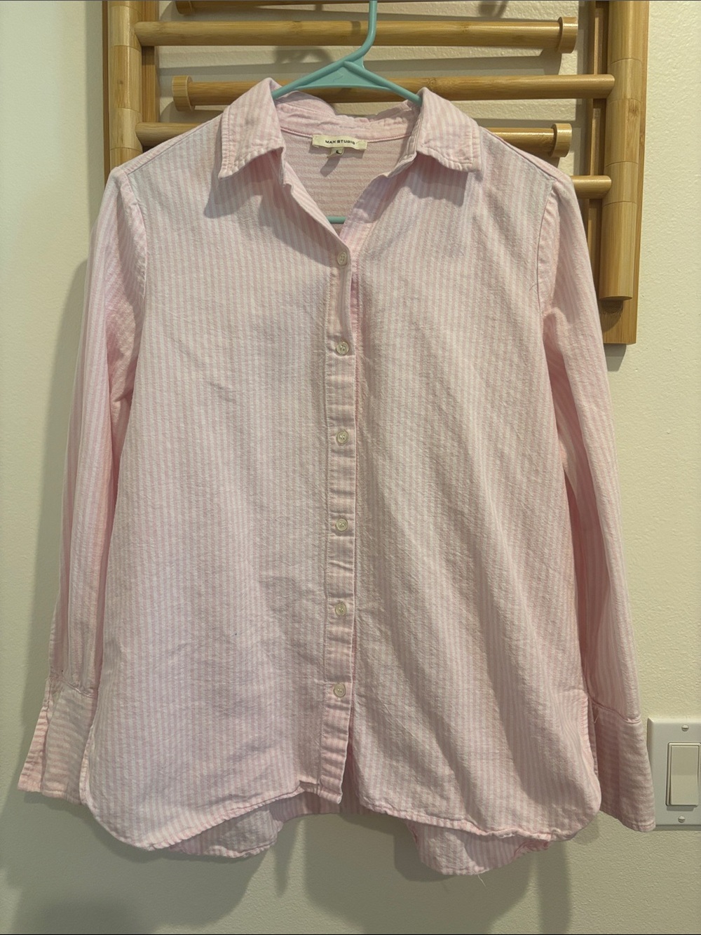 Max Studio Pink and White Striped Shirt